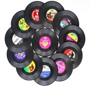Vintage Music Vinyl Coaster Set